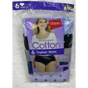 Hanes 6 Tagless Briefs Women's Breathable Cotton Multicolor Size 8 / XL NEW